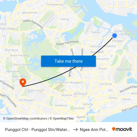 Punggol Ctrl - Punggol Stn/Waterway Pt (65251) to Ngee Ann Polytechnic map