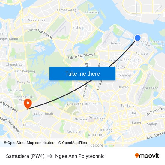 Samudera (PW4) to Ngee Ann Polytechnic map