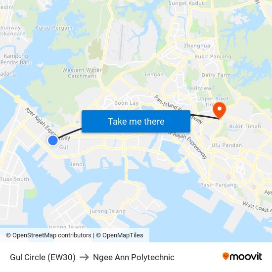 Gul Circle (EW30) to Ngee Ann Polytechnic map