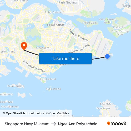 Singapore Navy Museum to Ngee Ann Polytechnic map