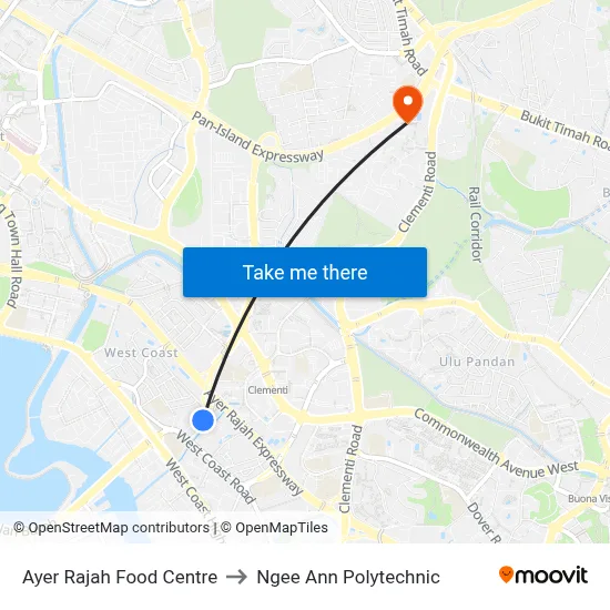 Ayer Rajah Food Centre to Ngee Ann Polytechnic map