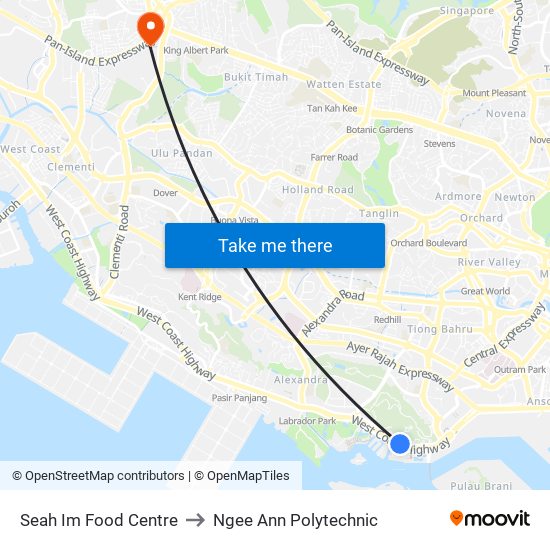 Seah Im Food Centre to Ngee Ann Polytechnic map