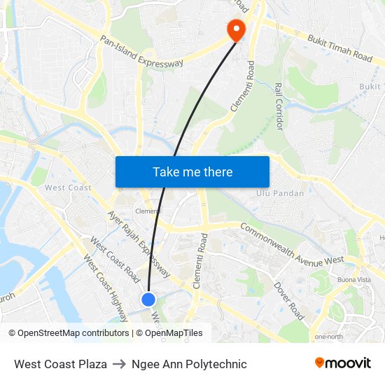 West Coast Plaza to Ngee Ann Polytechnic map