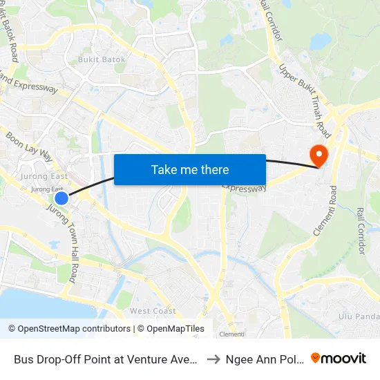 Bus Drop-Off Point at Venture Avenue (Opp Big Box) to Ngee Ann Polytechnic map
