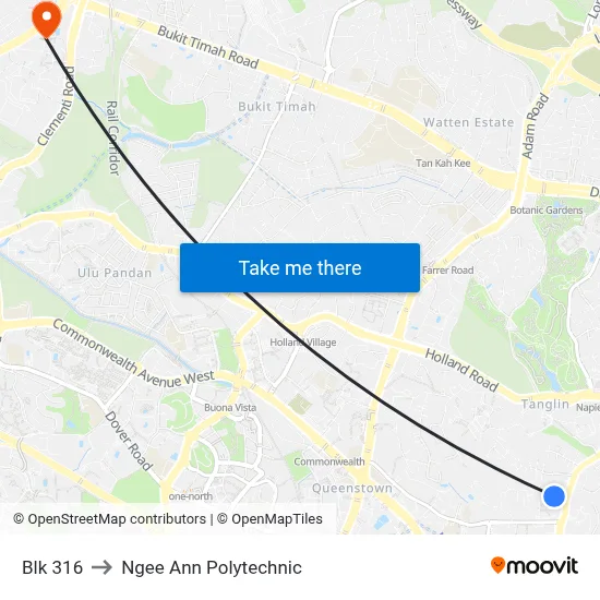 Blk 316 to Ngee Ann Polytechnic map