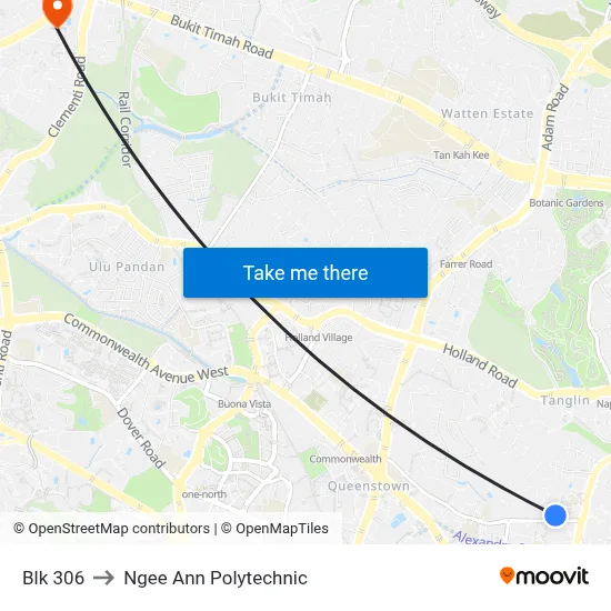 Blk 306 to Ngee Ann Polytechnic map