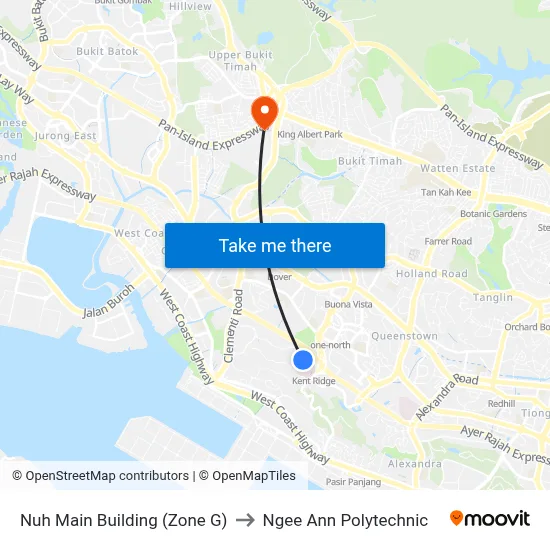 Nuh Main Building (Zone G) to Ngee Ann Polytechnic map