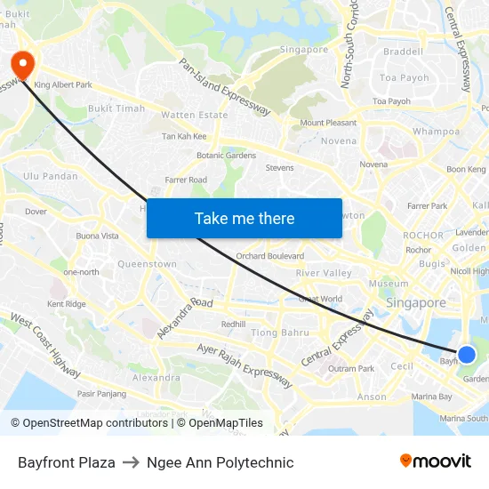 Bayfront Plaza to Ngee Ann Polytechnic map