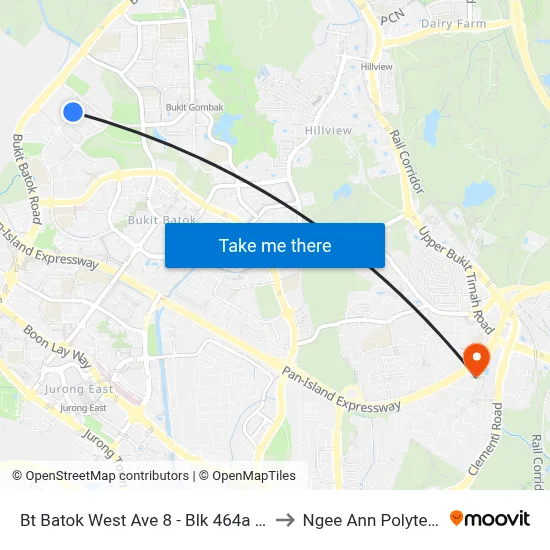 Bt Batok West Ave 8 - Blk 464a (40369) to Ngee Ann Polytechnic map