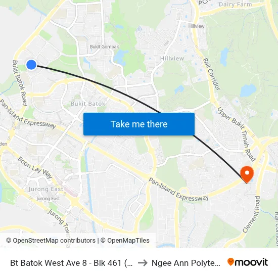 Bt Batok West Ave 8 - Blk 461 (40349) to Ngee Ann Polytechnic map