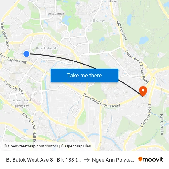 Bt Batok West Ave 8 - Blk 183 (43369) to Ngee Ann Polytechnic map