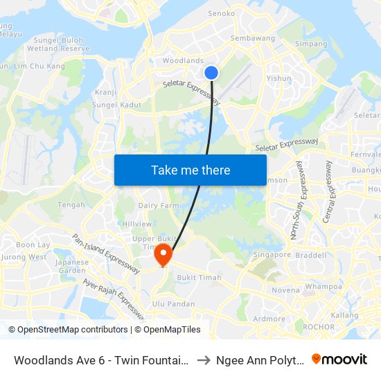 Woodlands Ave 6 - Twin Fountains (47491) to Ngee Ann Polytechnic map