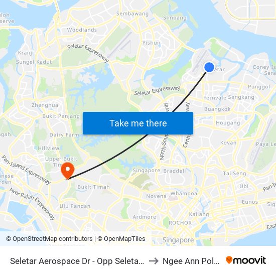 Seletar Aerospace Dr - Opp Seletar Camp (68209) to Ngee Ann Polytechnic map