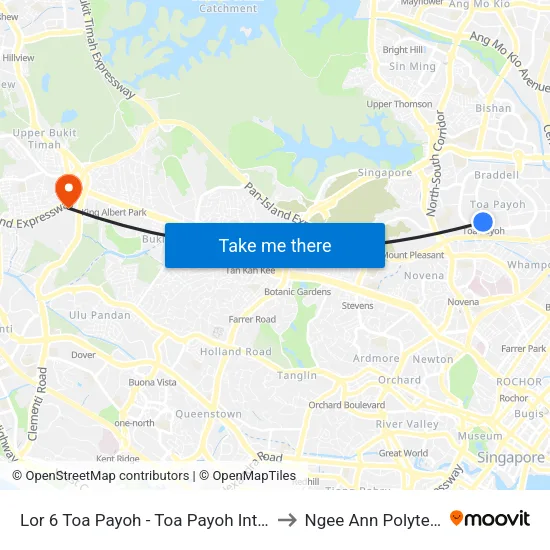 Lor 6 Toa Payoh - Toa Payoh Int (52009) to Ngee Ann Polytechnic map