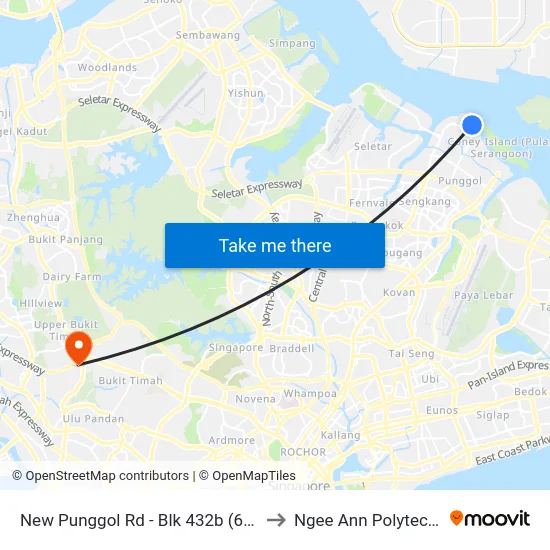 New Punggol Rd - Blk 432b (65719) to Ngee Ann Polytechnic map