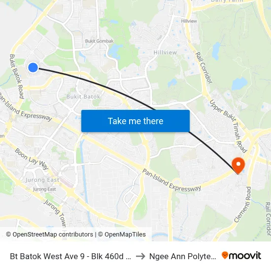 Bt Batok West Ave 9 - Blk 460d (40331) to Ngee Ann Polytechnic map