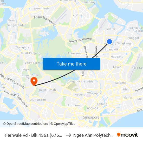 Fernvale Rd - Blk 436a (67639) to Ngee Ann Polytechnic map