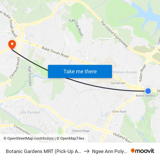 Botanic Gardens MRT (Pick-Up And Drop Off) to Ngee Ann Polytechnic map