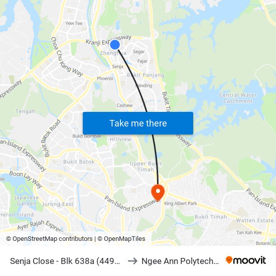 Senja Close - Blk 638a (44951) to Ngee Ann Polytechnic map