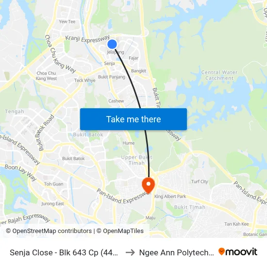 Senja Close - Blk 643 Cp (44931) to Ngee Ann Polytechnic map