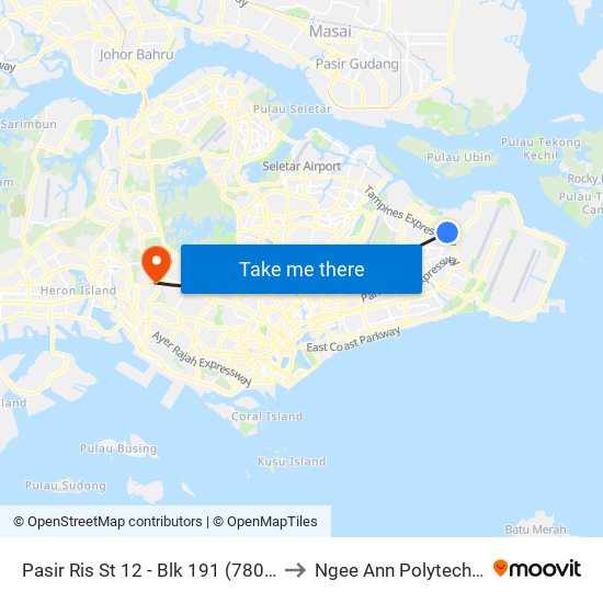 Pasir Ris St 12 - Blk 191 (78031) to Ngee Ann Polytechnic map