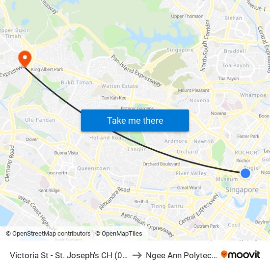 Victoria St - St. Joseph's CH (01013) to Ngee Ann Polytechnic map