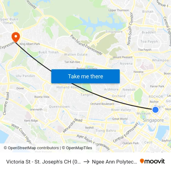 Victoria St - St. Joseph's CH (01013) to Ngee Ann Polytechnic map