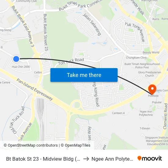 Bt Batok St 23 - Midview Bldg (43311) to Ngee Ann Polytechnic map