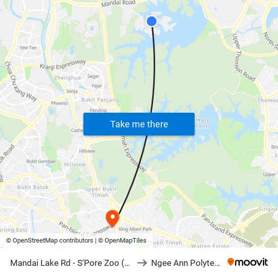 Mandai Lake Rd - S'Pore Zoo (48131) to Ngee Ann Polytechnic map