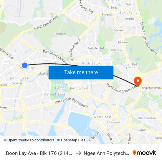 Boon Lay Ave - Blk 176 (21421) to Ngee Ann Polytechnic map