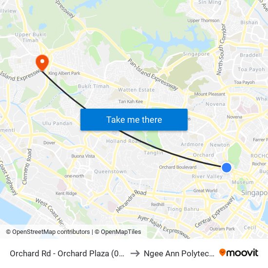 Orchard Rd - Orchard Plaza (08137) to Ngee Ann Polytechnic map