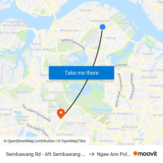 Sembawang Rd - Aft Sembawang Shop Ctr (58019) to Ngee Ann Polytechnic map