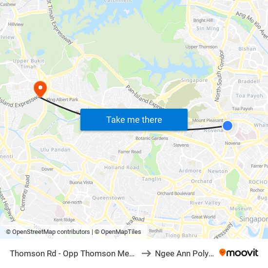 Thomson Rd - Opp Thomson Med Ctr (50059) to Ngee Ann Polytechnic map