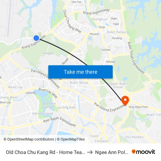 Old Choa Chu Kang Rd - Home Team Acad (30049) to Ngee Ann Polytechnic map