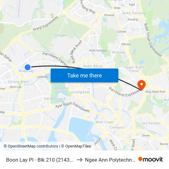 Boon Lay Pl - Blk 210 (21431) to Ngee Ann Polytechnic map