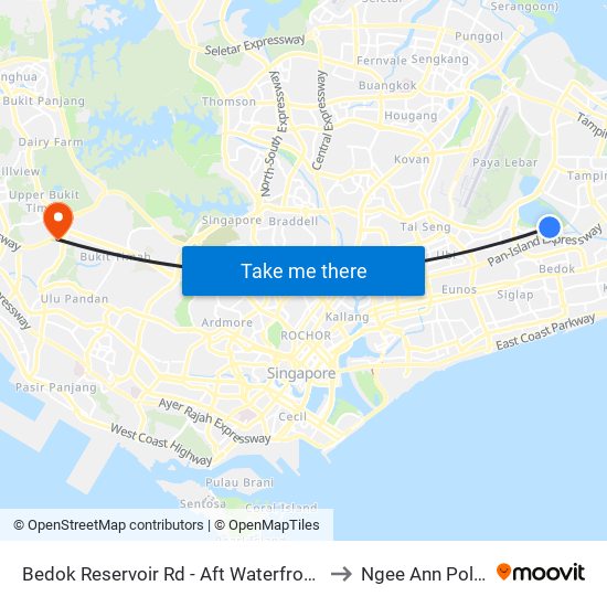 Bedok Reservoir Rd - Aft Waterfront Waves (84639) to Ngee Ann Polytechnic map