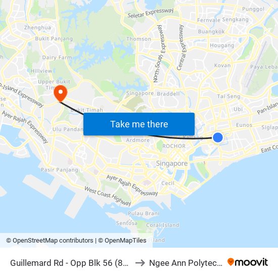Guillemard Rd - Opp Blk 56 (81169) to Ngee Ann Polytechnic map