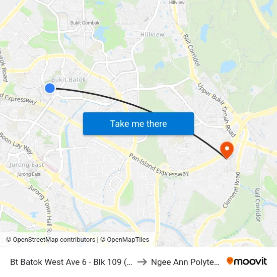 Bt Batok West Ave 6 - Blk 109 (43371) to Ngee Ann Polytechnic map