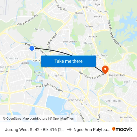 Jurong West St 42 - Blk 416 (28571) to Ngee Ann Polytechnic map