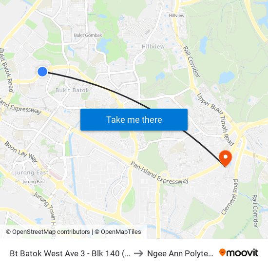 Bt Batok West Ave 3 - Blk 140 (43531) to Ngee Ann Polytechnic map