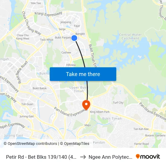 Petir Rd - Bet Blks 139/140 (44219) to Ngee Ann Polytechnic map