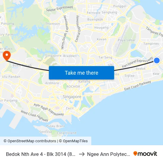 Bedok Nth Ave 4 - Blk 3014 (84431) to Ngee Ann Polytechnic map