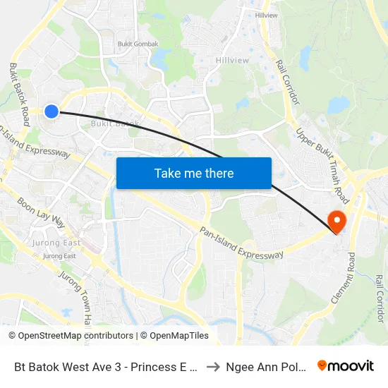 Bt Batok West Ave 3 - Princess E Pr Sch (43341) to Ngee Ann Polytechnic map