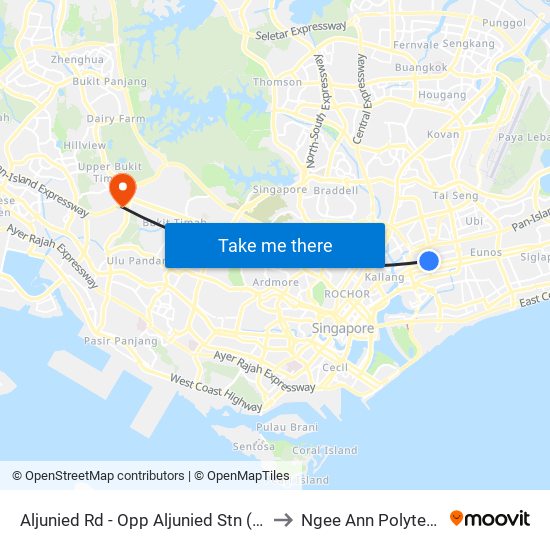 Aljunied Rd - Opp Aljunied Stn (81081) to Ngee Ann Polytechnic map