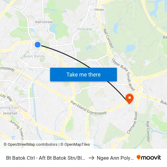 Bt Batok Ctrl - Aft Bt Batok Stn/Blk 628 (43419) to Ngee Ann Polytechnic map