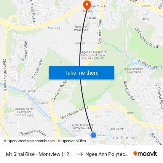 Mt Sinai Rise - Montview (12179) to Ngee Ann Polytechnic map