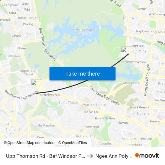 Upp Thomson Rd - Bef Windsor Pk Rd (53061) to Ngee Ann Polytechnic map