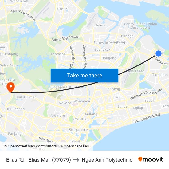 Elias Rd - Elias Mall (77079) to Ngee Ann Polytechnic map