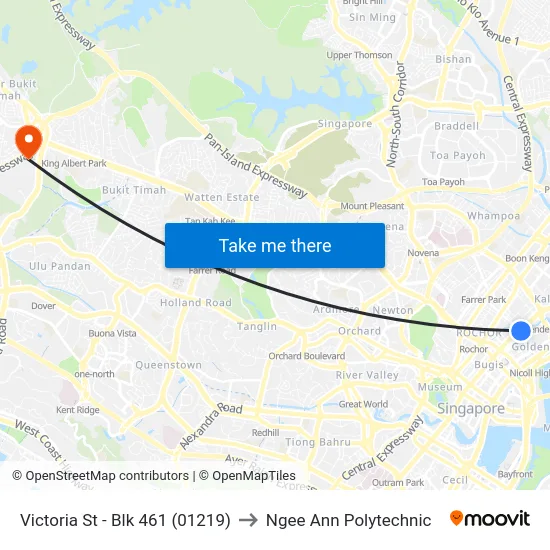 Victoria St - Blk 461 (01219) to Ngee Ann Polytechnic map