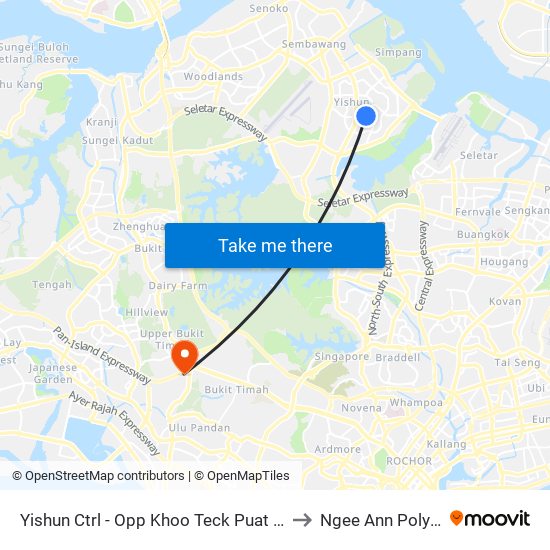 Yishun Ctrl - Opp Khoo Teck Puat Hosp (59349) to Ngee Ann Polytechnic map